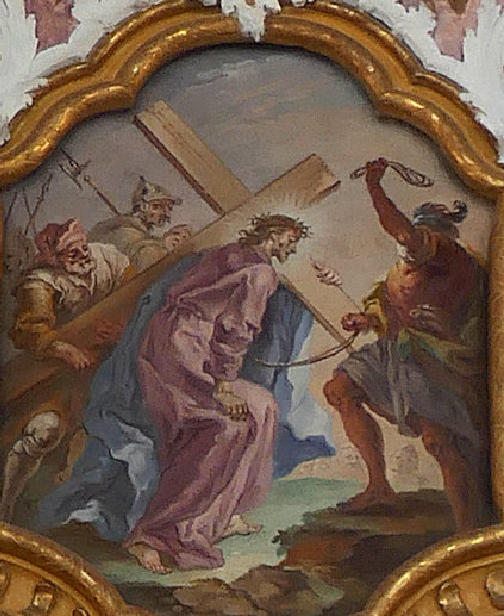 Simon von Cyrene hilft Jesus das Kreuz tragen
